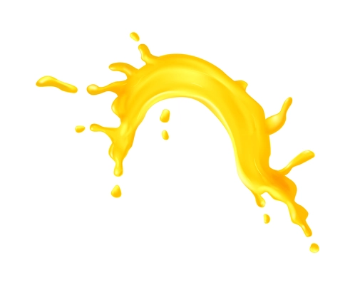 Realistic juice drop splash composition with isolated liquid spot on blank background vector illustration