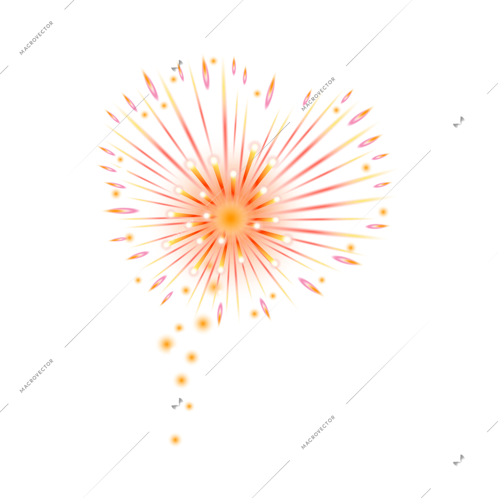 Isometric firework celebrating holiday composition with isolated image of heart shaped firework vector illustration