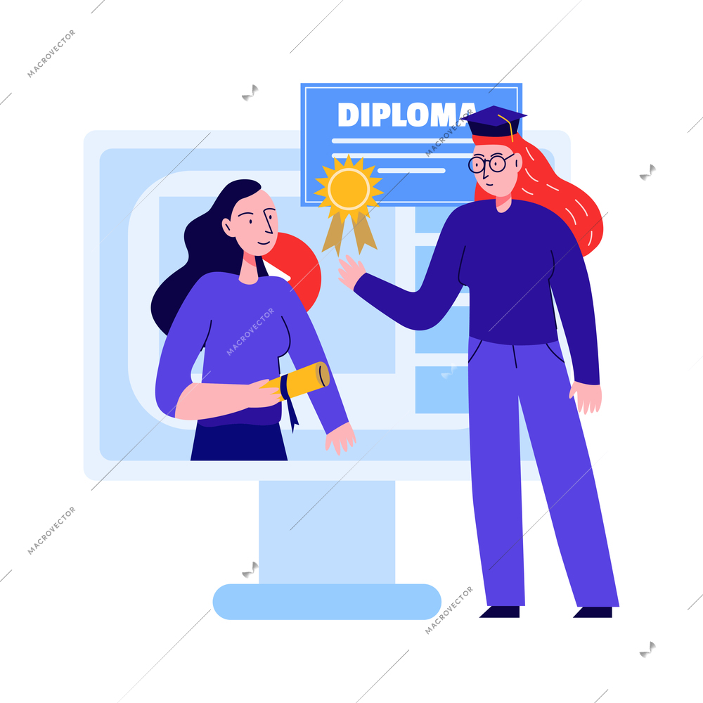 Online education composition with learning and training people with electronic gadgets books vector illustration