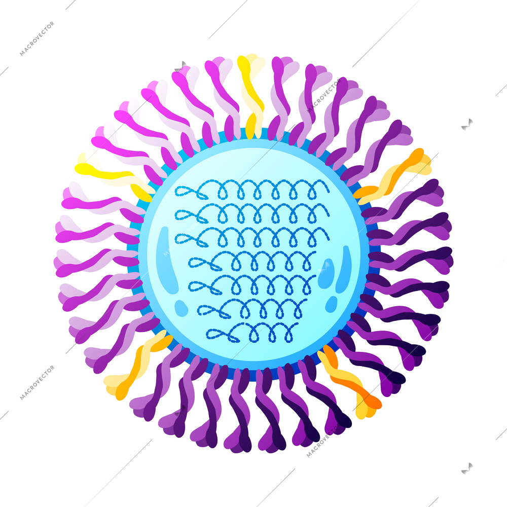 Human virus composition with isolated image of influenza bacteria vector illustration