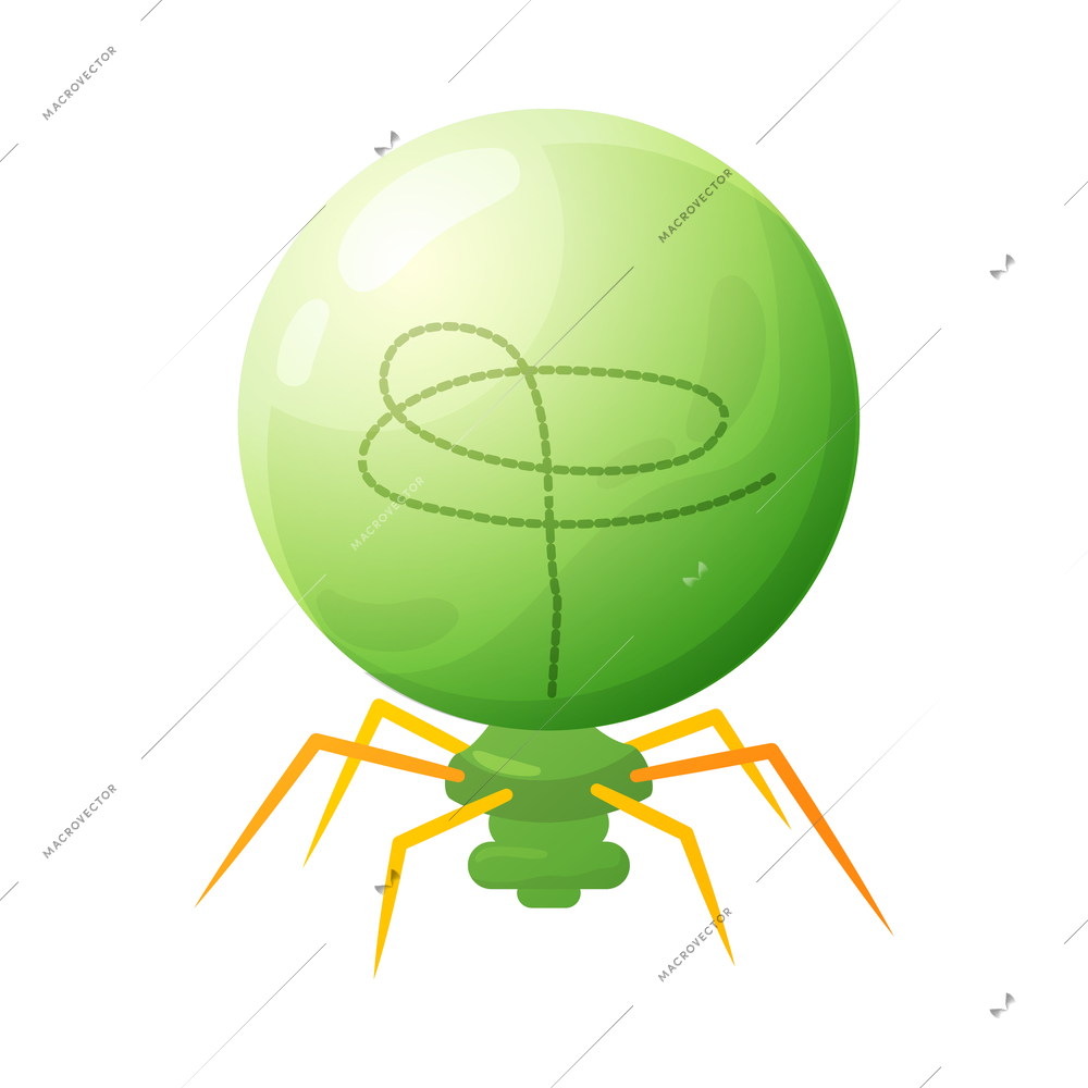 Human virus composition with isolated image of bacteriophage t7 bacteria vector illustration