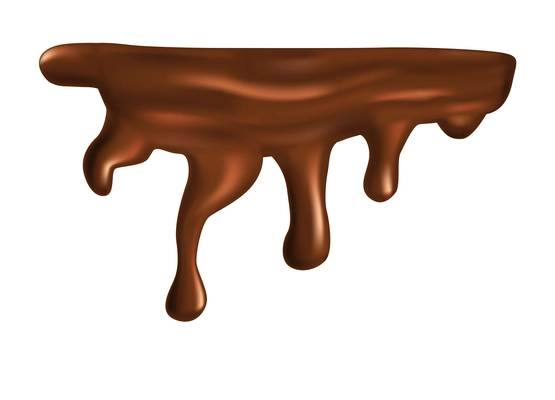 Realistic chocolate drop splash composition with isolated liquid spot on blank background vector illustration