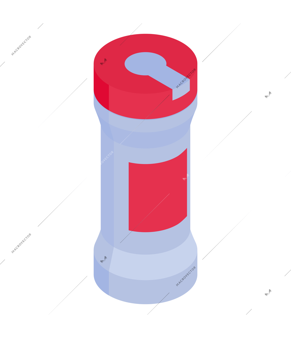 Isometric cleaning housework composition with isolated image of bottle with powder chemicals vector illustration