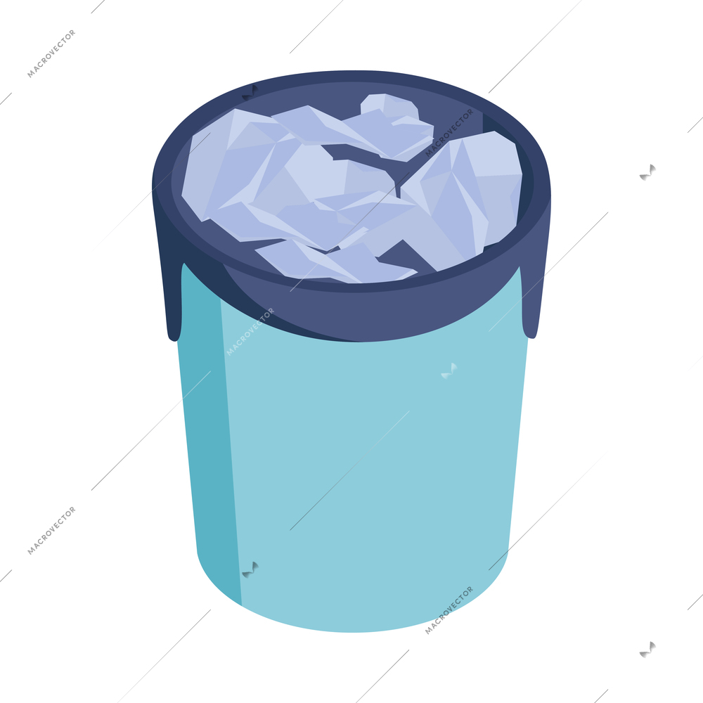 Isometric cleaning housework composition with isolated image of bucket on blank background vector illustration