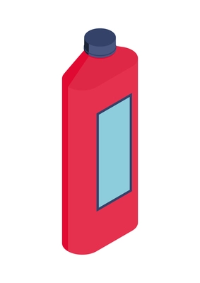 Isometric cleaning housework composition with isolated image of plastic bottle of detergent vector illustration