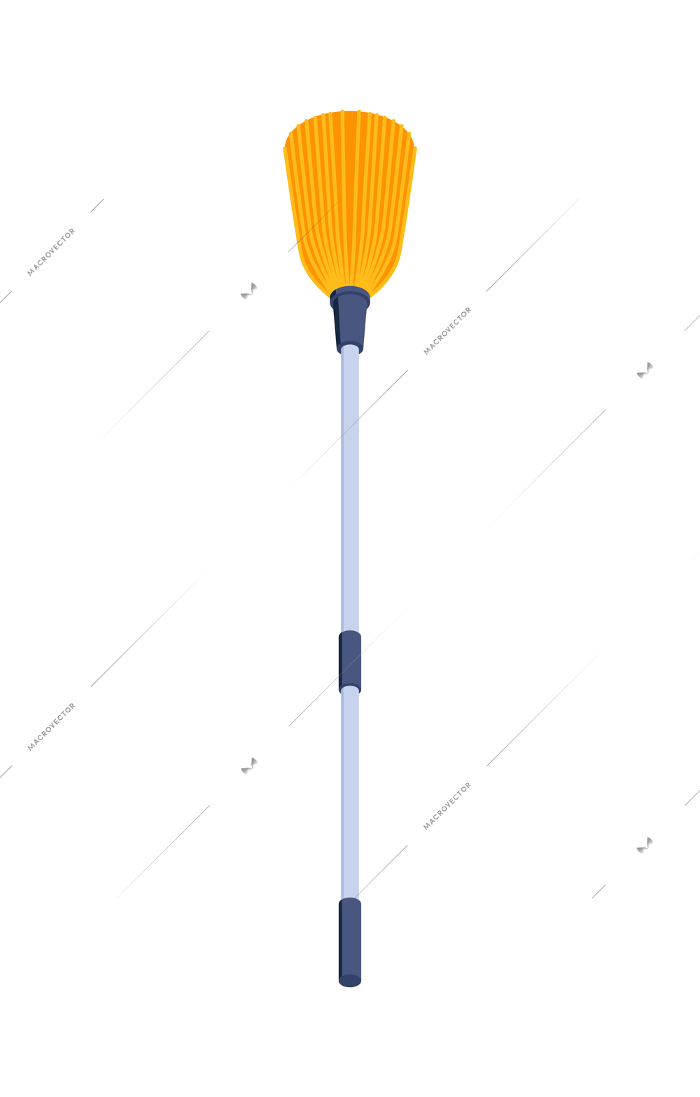 Isometric cleaning housework composition with isolated image of dustpan on blank background vector illustration