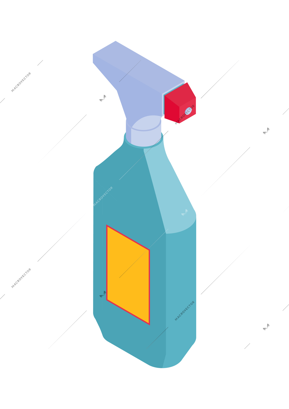 Isometric cleaning housework composition with isolated image of spray bottle of detergent vector illustration