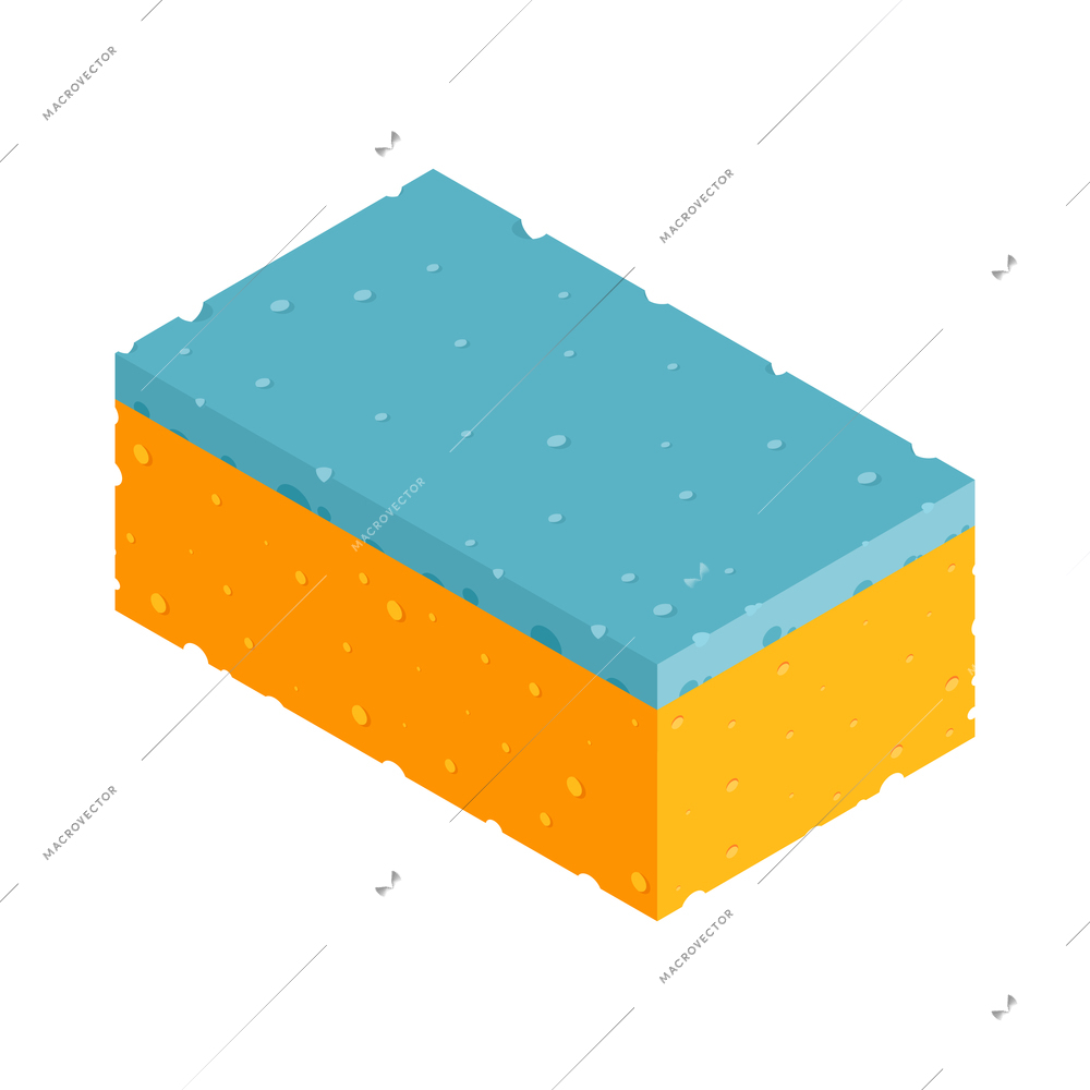 Isometric cleaning housework composition with isolated image of sponge on blank background vector illustration