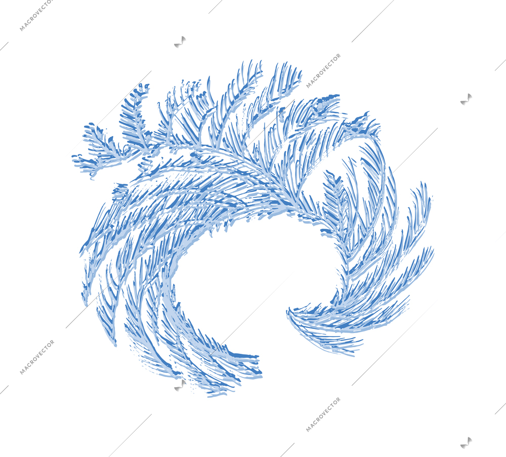 Realistic hoarfrost frost ice composition with isolated image of winter glass painting of complex shape vector illustration
