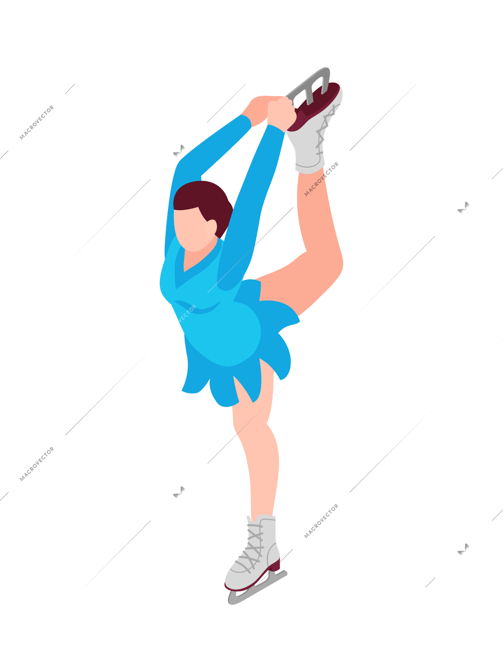 Isometric winter sport composition with human character of performing female figure skater vector illustration