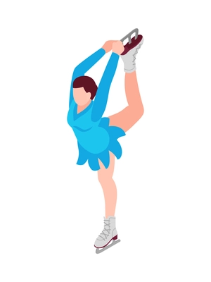 Isometric winter sport composition with human character of performing female figure skater vector illustration