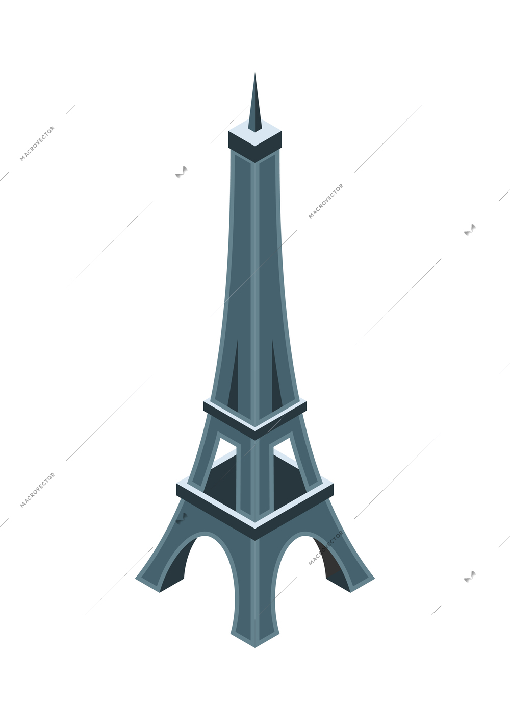 Isometric tourist agency composition with isolated image of eiffel tower on blank background vector illustration