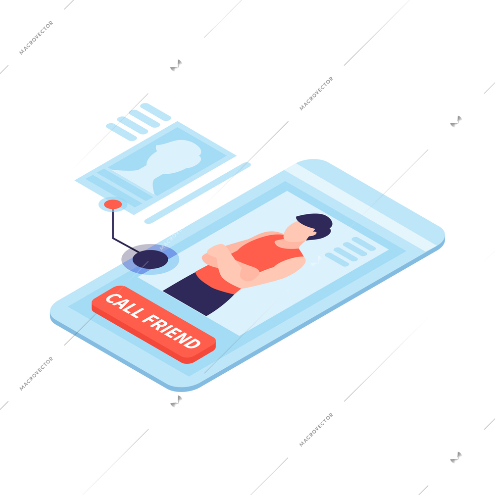 Isometric technologies of future composition with isolated image of smartphone calling friend vector illustration