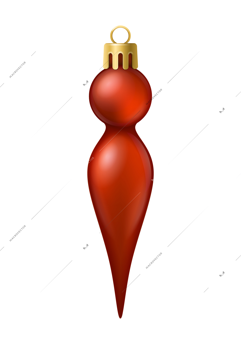Realistic christmas tree toy composition with ball icicle shaped christmas ornament vector illustration