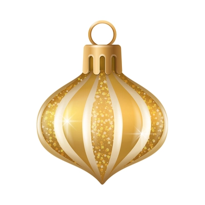 Realistic christmas tree toy composition with curvy striped christmas ornament vector illustration