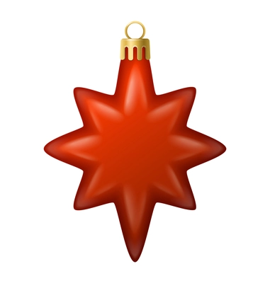 Realistic christmas tree toy composition with star shaped christmas ornament vector illustration