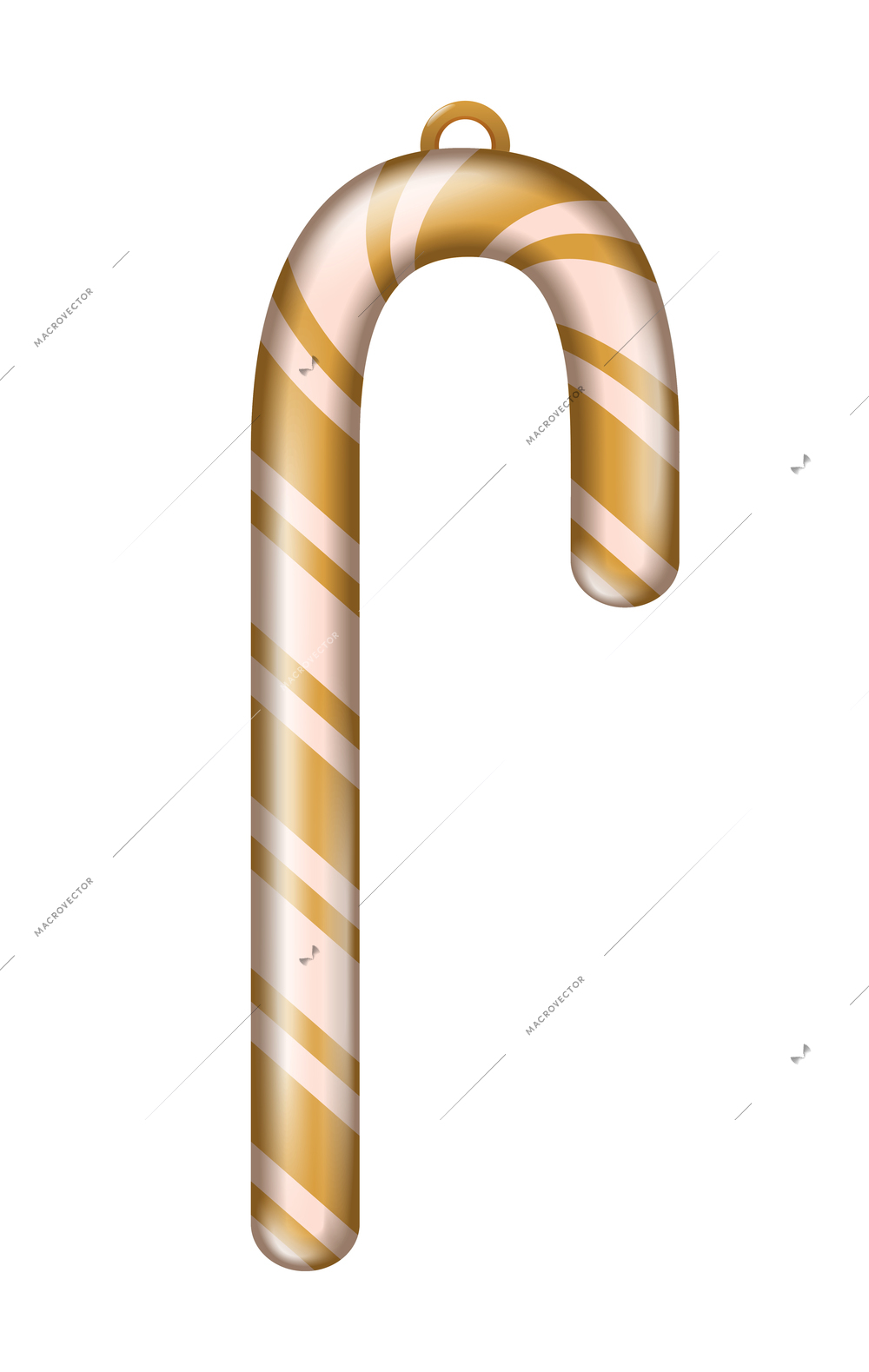 Realistic christmas tree toy composition with sweet candy stick shaped christmas ornament vector illustration