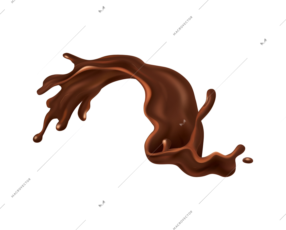 Realistic chocolate drop splash composition with isolated liquid spot on blank background vector illustration