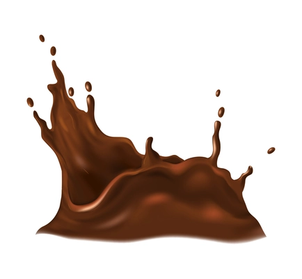 Realistic chocolate drop splash composition with isolated liquid spot on blank background vector illustration