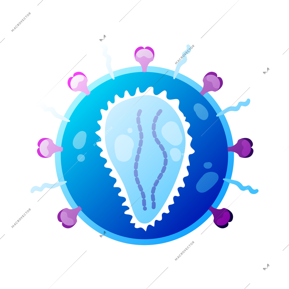 Human virus composition with isolated image of hiv bacteria vector illustration