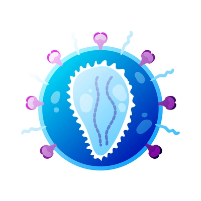 Human virus composition with isolated image of hiv bacteria vector illustration