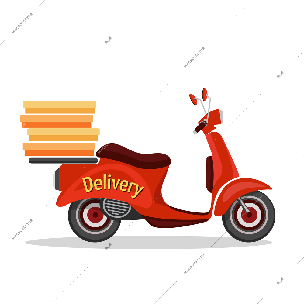 Retro scooter fast delivery service icon isolated on white background vector illustration