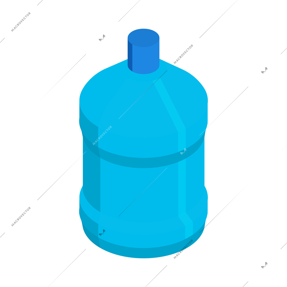 Isometric water purification technology composition with isolated image of large bottle of water vector illustration