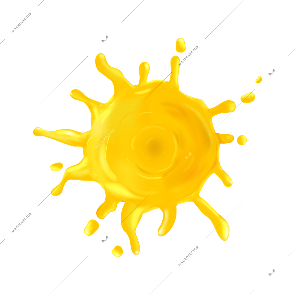 Realistic juice drop splash composition with isolated liquid spot on blank background vector illustration