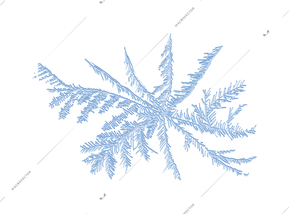 Realistic hoarfrost frost ice composition with isolated image of winter glass painting of complex shape vector illustration