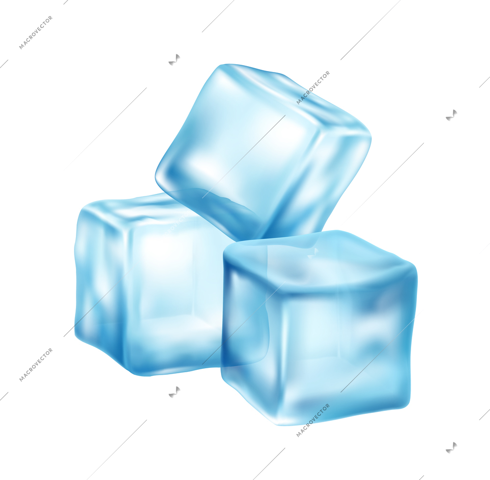 Realistic composition with images of ice cubes on blank background vector illustration