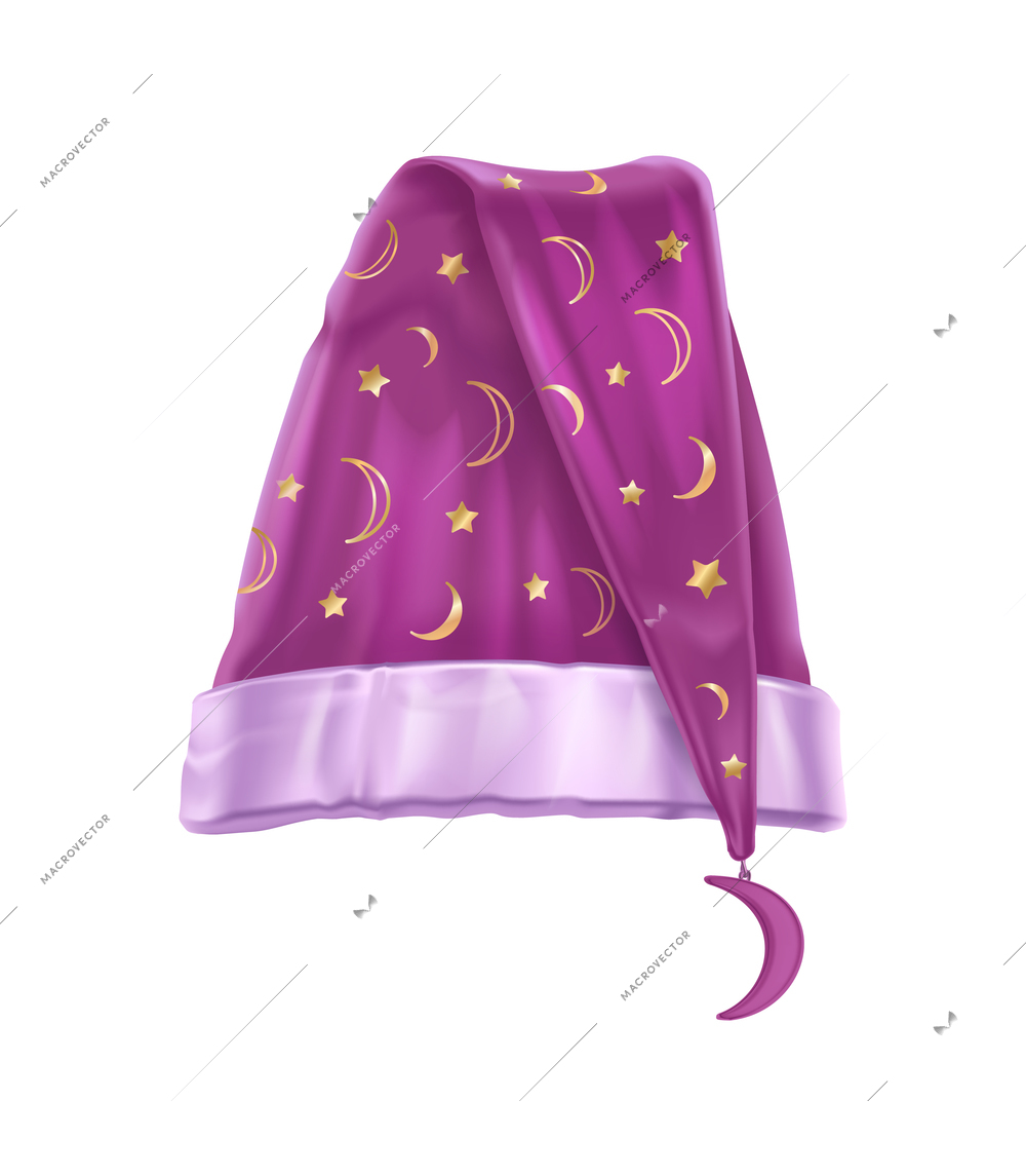 Sleeping hat realistic composition with isolated image of colorful houve bed cap on blank background vector illustration