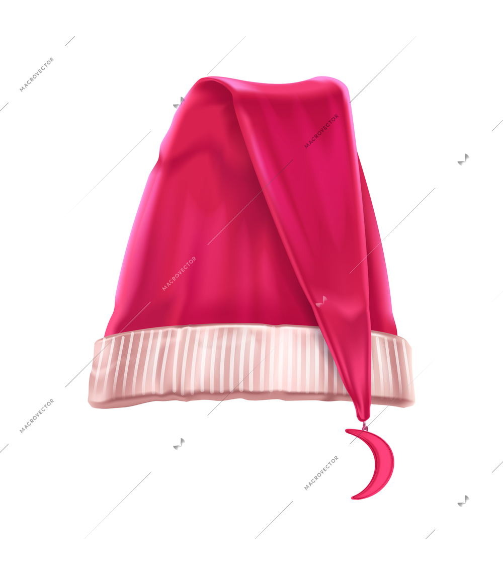 Sleeping hat realistic composition with isolated image of colorful houve bed cap on blank background vector illustration