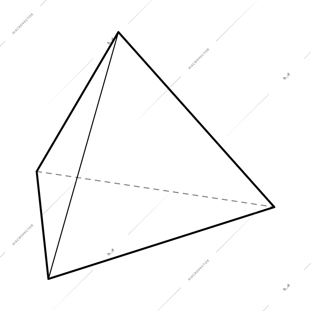 Basic stereometry shape composition with isolated image of tetratohedron with dashed lines vector illustration