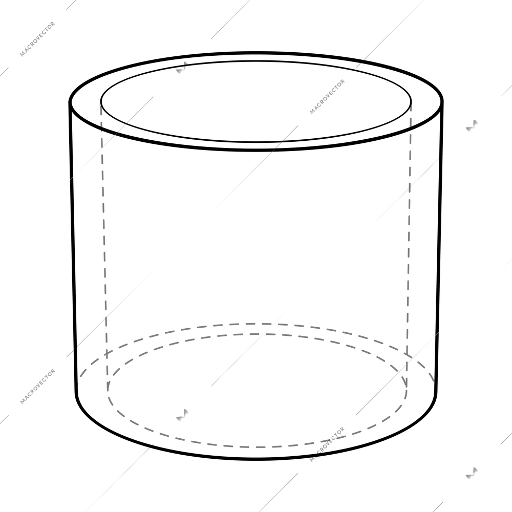 Basic stereometry shape composition with isolated image of tube with dashed lines vector illustration