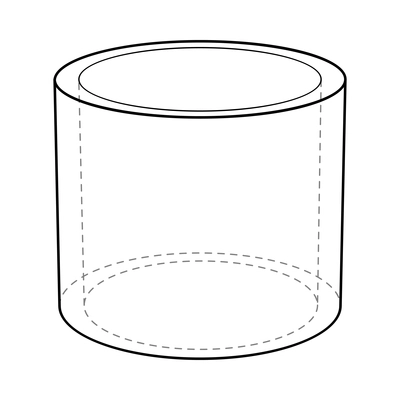 Basic stereometry shape composition with isolated image of tube with dashed lines vector illustration