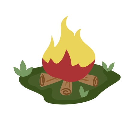 Camping composition with isolated image of campfire on blank background vector illustration