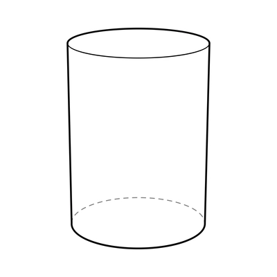 Basic stereometry shape composition with isolated image of cylinder with dashed lines vector illustration