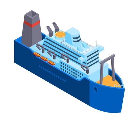 Isometric water transport composition with isolated image of modern sea vessel on blank background vector illustration