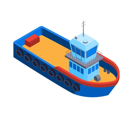 Isometric water transport composition with isolated image of modern sea vessel on blank background vector illustration