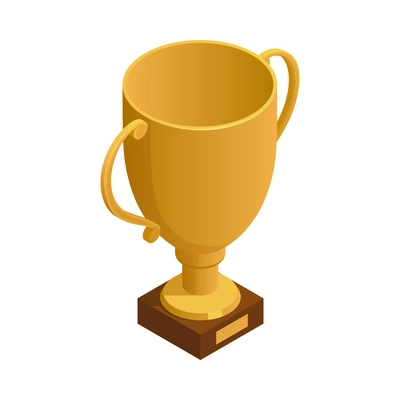 Winner isometric concept icons composition with isolated image of golden cup award vector illustration