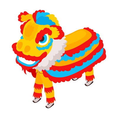 Isometric chinese new year composition with human characters covered with festive animal costume vector illustration