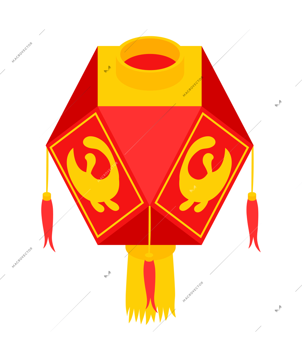 Isometric chinese new year composition with isolated image of hanging lantern vector illustration