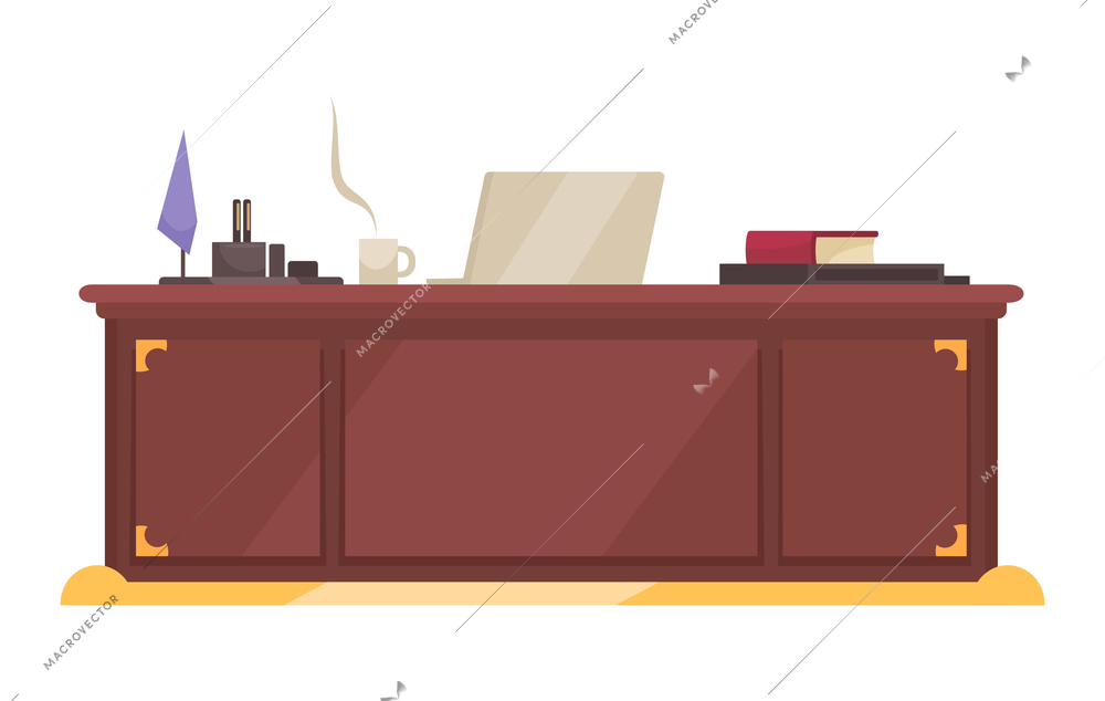 President workplace official residence composition with isolated image of presidential table vector illustration