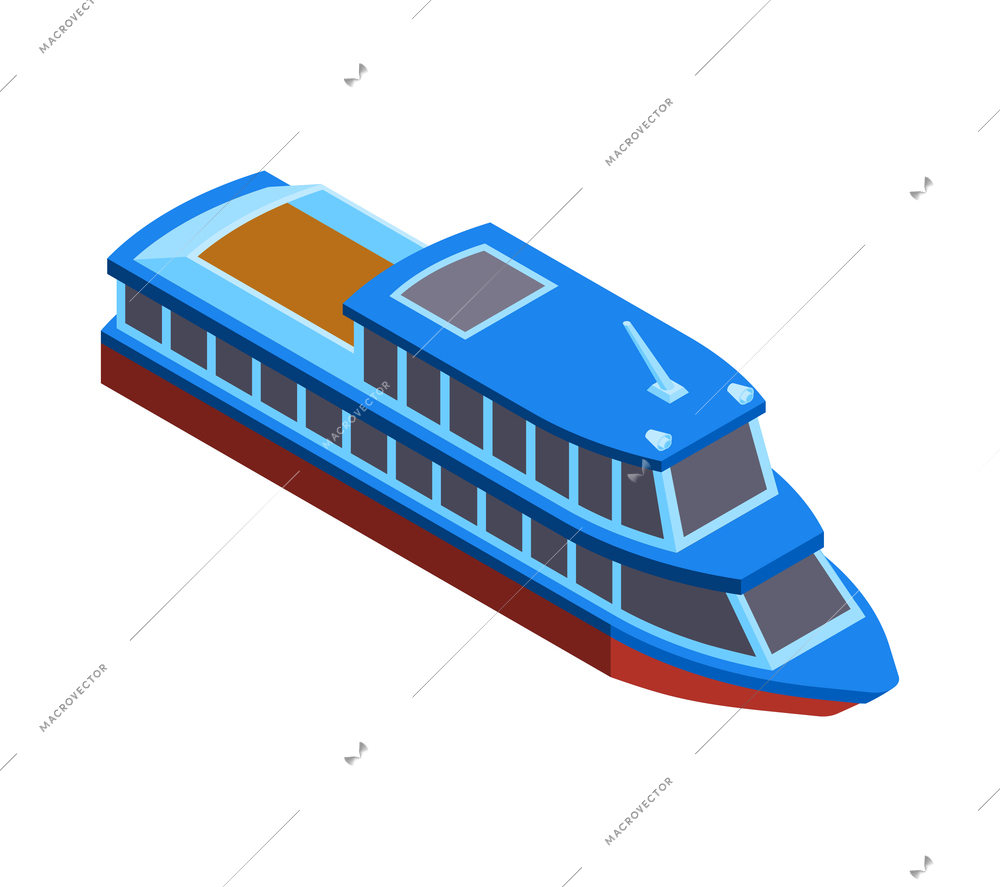 Isometric water transport composition with isolated image of modern sea vessel on blank background vector illustration
