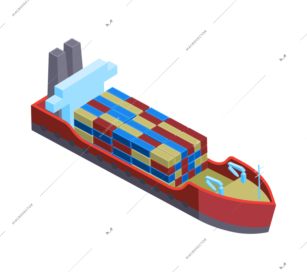 Isometric water transport composition with isolated image of modern sea vessel on blank background vector illustration