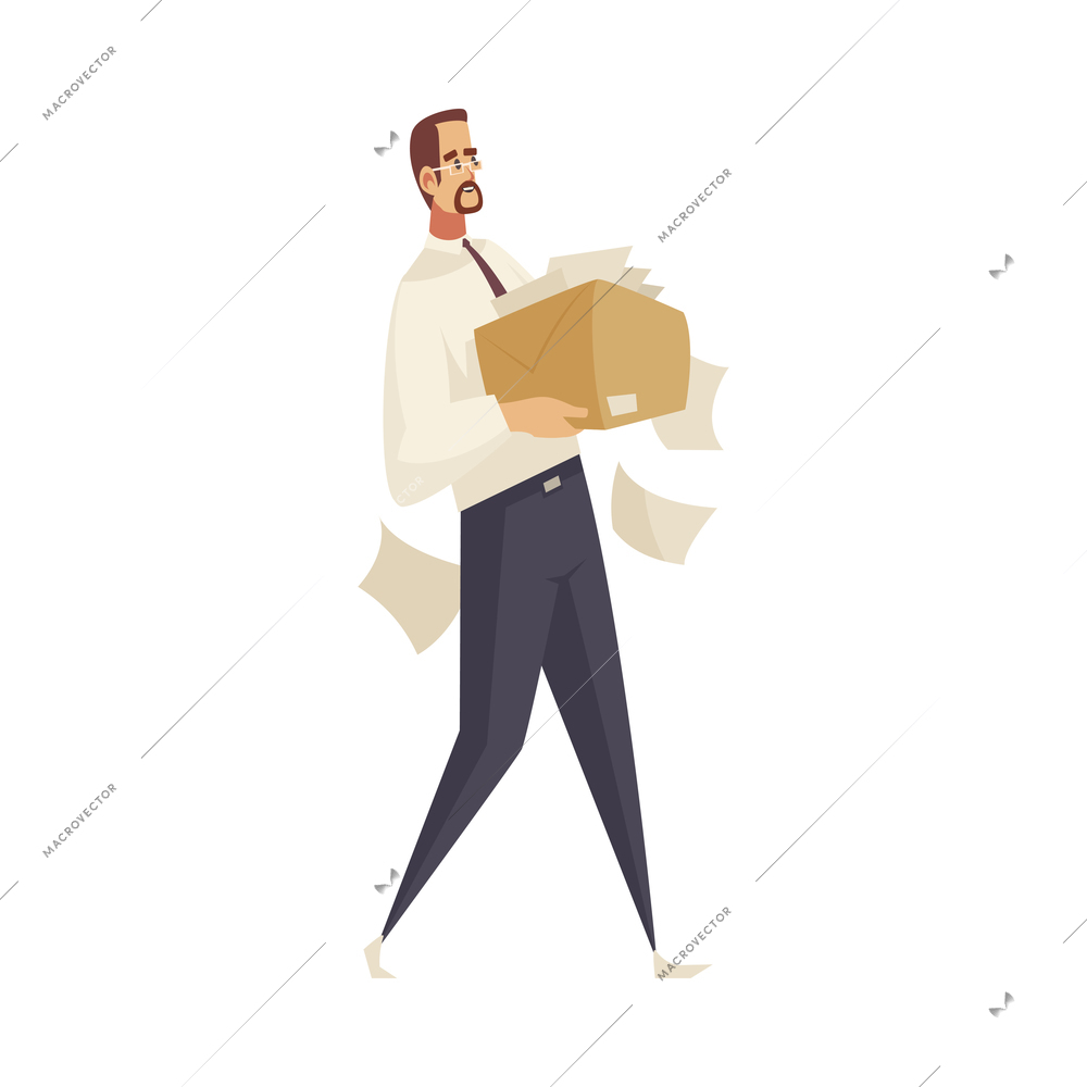 President workplace official residence composition with isolated doodle character of worker carrying papers vector illustration