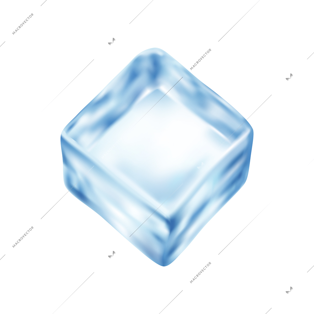 Realistic mineral water composition with isolated image of ice cube on blank background vector illustration