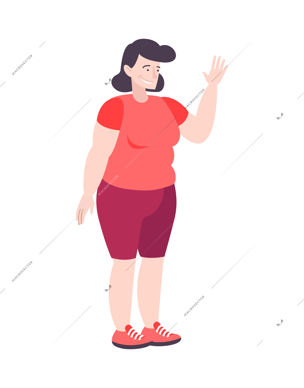 Fat people obesity composition with isolated doodle character of fat woman vector illustration