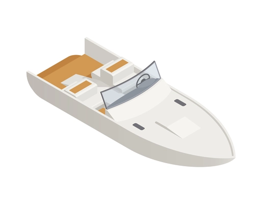 Yachting isometric composition with isolated image of cutter boat on blank background vector illustration