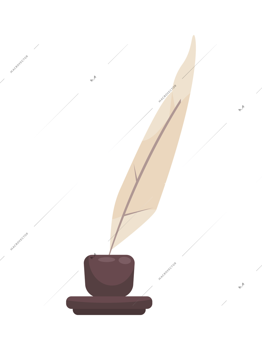 President workplace official residence composition with isolated image of feather pen in inkstand vector illustration